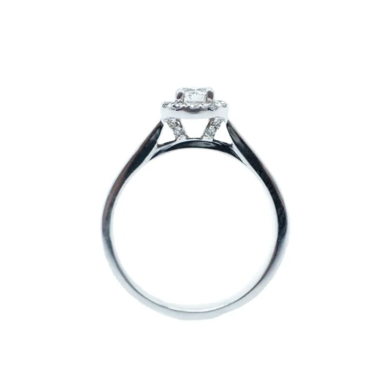 Anillo De Compromiso Estilo Halo Oro Blanco 14k Con 21 Diama