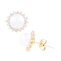 Aretes Tipo Stud En Oro 14k Con Perlas Naturales