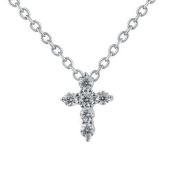 Gargantilla Oro Blanco 14k Cruz con Diamantes